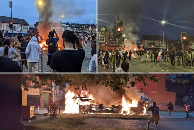 Bus Set Ablaze And Police Car Destroyed In Leeds Riot