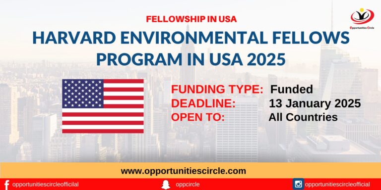 Harvard Environmental Fellows Program 2025 in USA